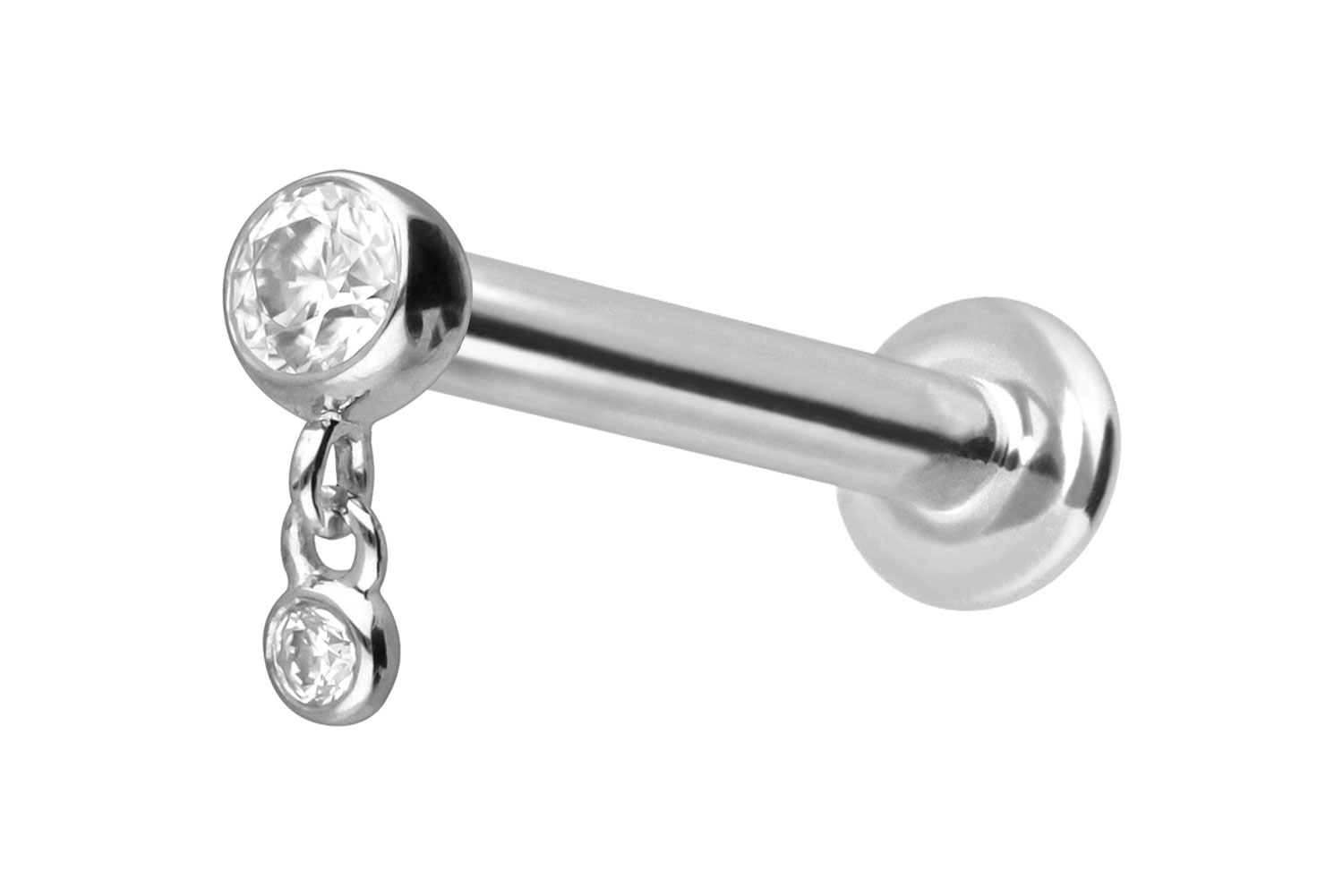 14 Karat Gold Labret Piercing mit Innengewinde 2 MOISSANITE